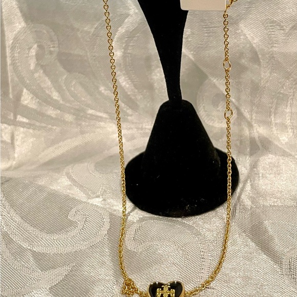 Tory Burch Gold and Black Heart Pendant Necklace New - Picture 6 of 6